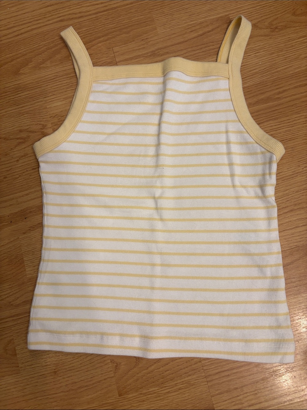 Abercrombie & Fitch Yellow and White Striped Ribbed Tank Top